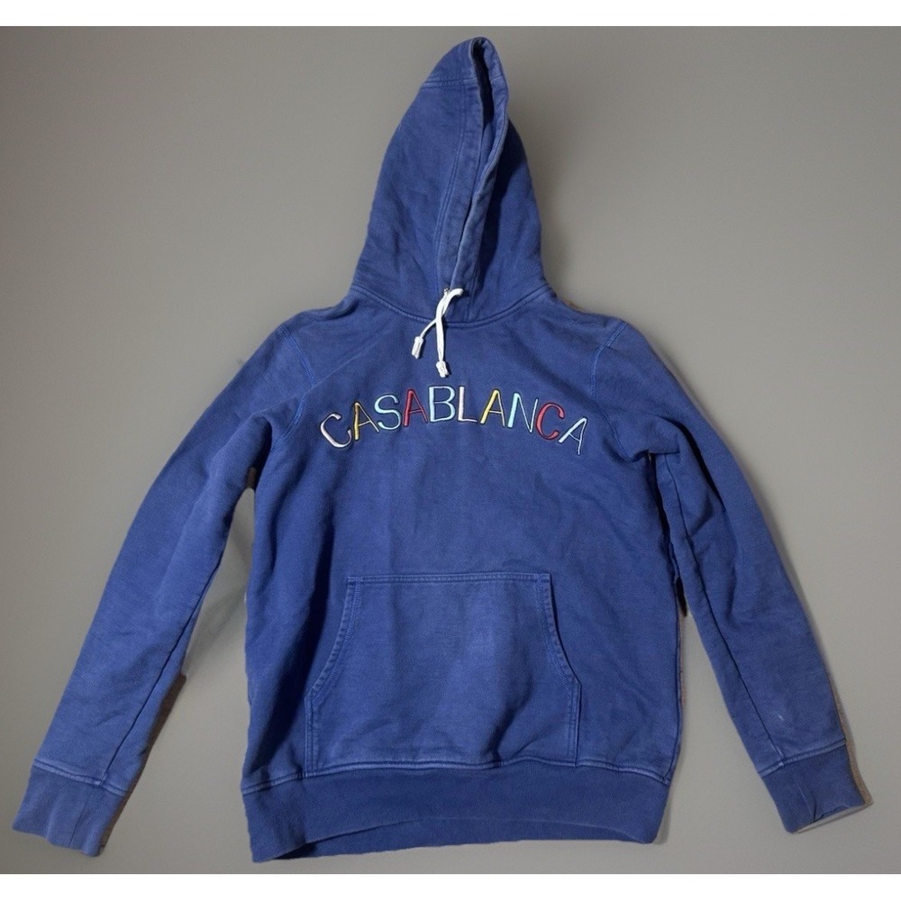 Casablanca Tennis Club Hoodie Blue Multicolor Embroidered Logo Made UK Small